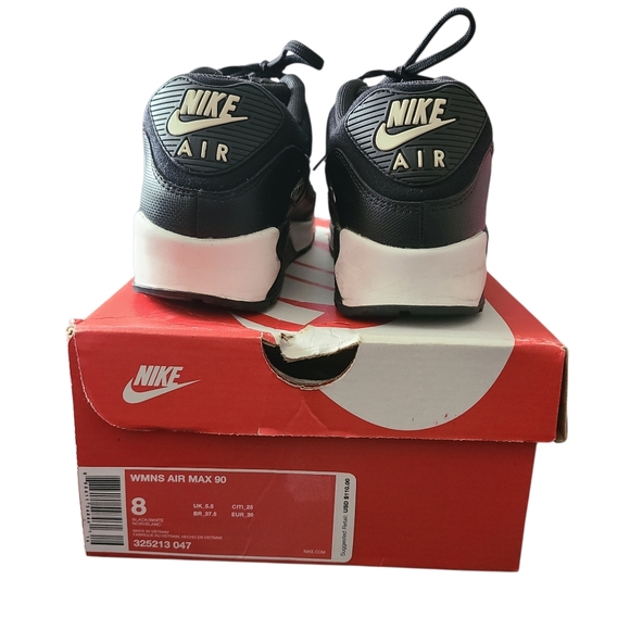 NIKE | WOMENS | AIR MAX 90 | BLACK & WHITE | SIZE 8 - Picture 9 of 12